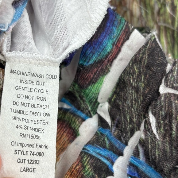 Jess & Jane 3/4 Sleeve Peacock Blouse Women’s Size Large - Picture 5 of 7